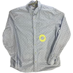 Gap Shirt Men L Blue White All Over Print Striped Long Sleeve Button Up STAIN